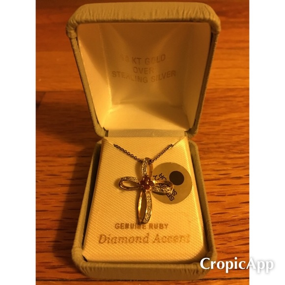 Unbranded Jewelry - Gold Over Silver Diamond Accent & Ruby Cross. Unbranded Jewelry - Gold Over Silver Diamond Accent & Ruby Cross.